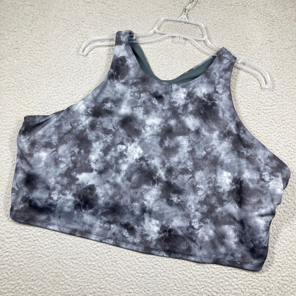 Athleta Conscious Crop Tank Top Womens 3X Grey Tie Dye Racerback High Neck